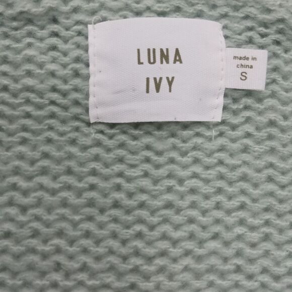 Luna Ivy x Anthropologie Cable Knit Cardigan Light Green w/Crotched Flowers Sz S - Picture 5 of 6